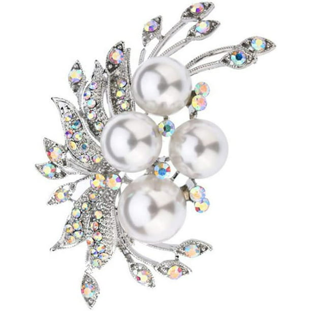 Luxury Pearl Rhinestone Letter Brooch Painting Oil Gold Flower Brooch Pin For Women Girls Creative Jewelry Accessories 